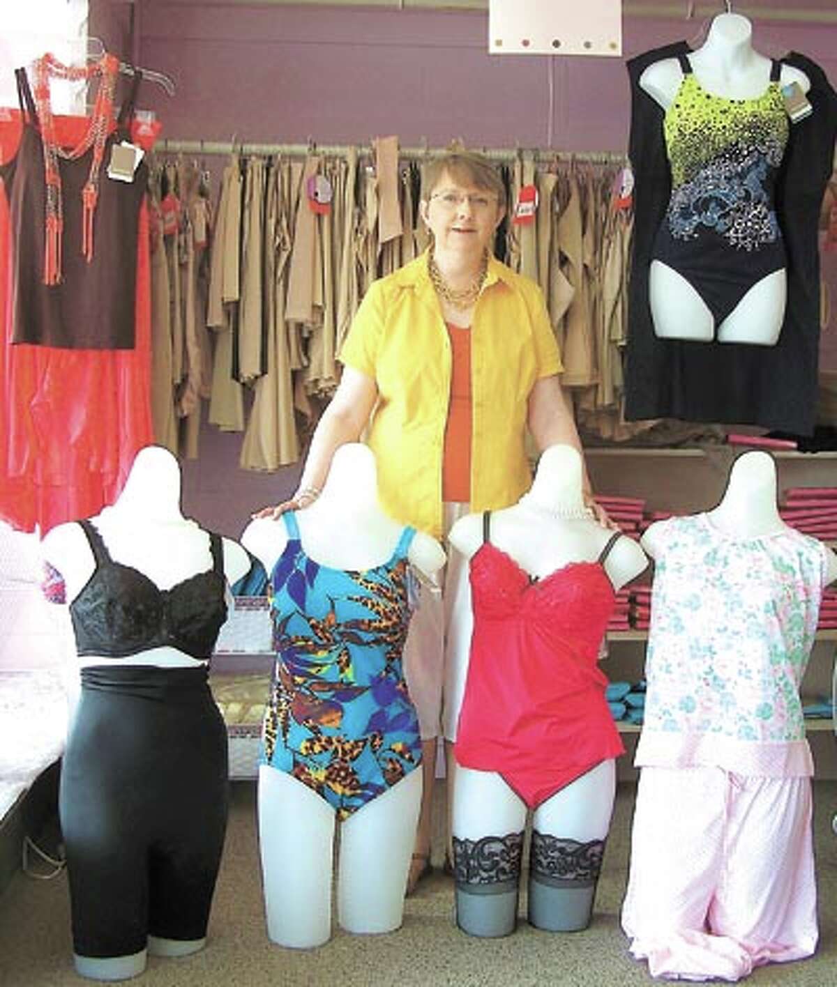 Swimsuits in this year’s fashion colors are ready for you to try on at The Pennyrich Shop, 311 Dodson Street in Old Town Midland.