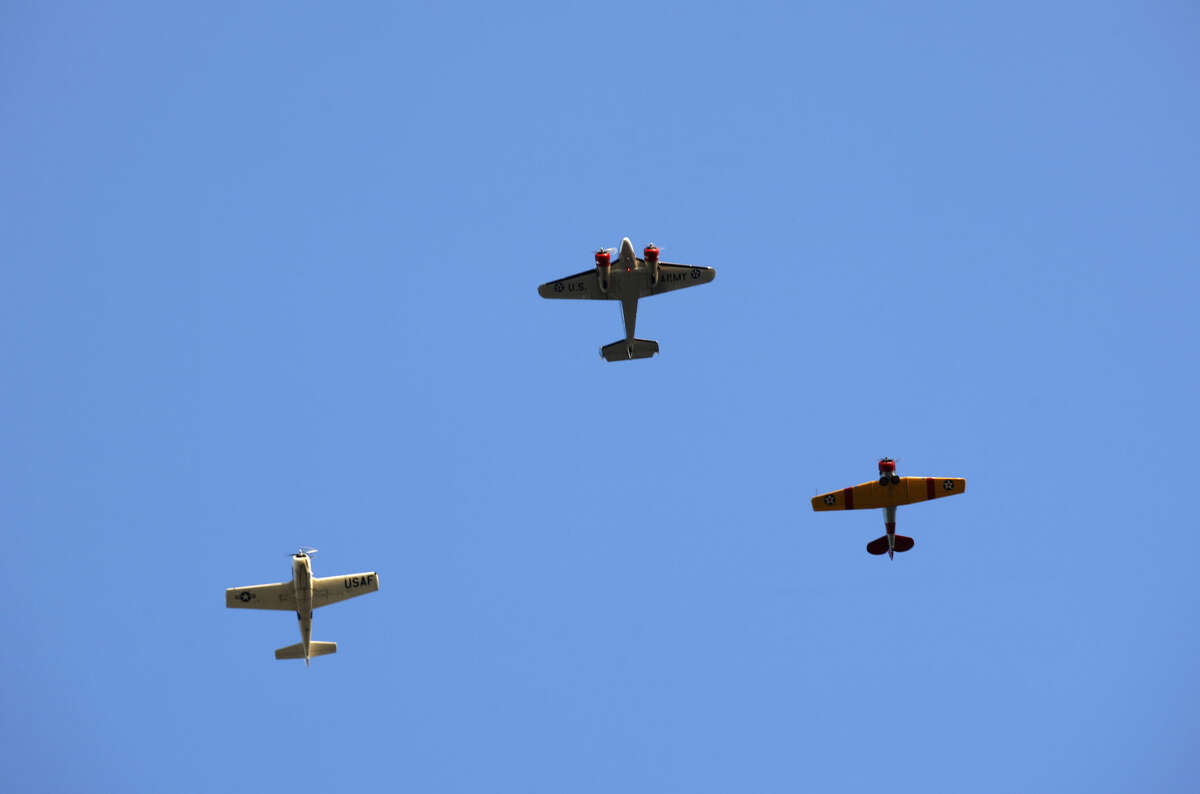Members of the CAF do a flyover during the Star Spangled Salute on Saturday, July 4, 2015 at Hogan Park. James Durbin/Reporter-Telegram