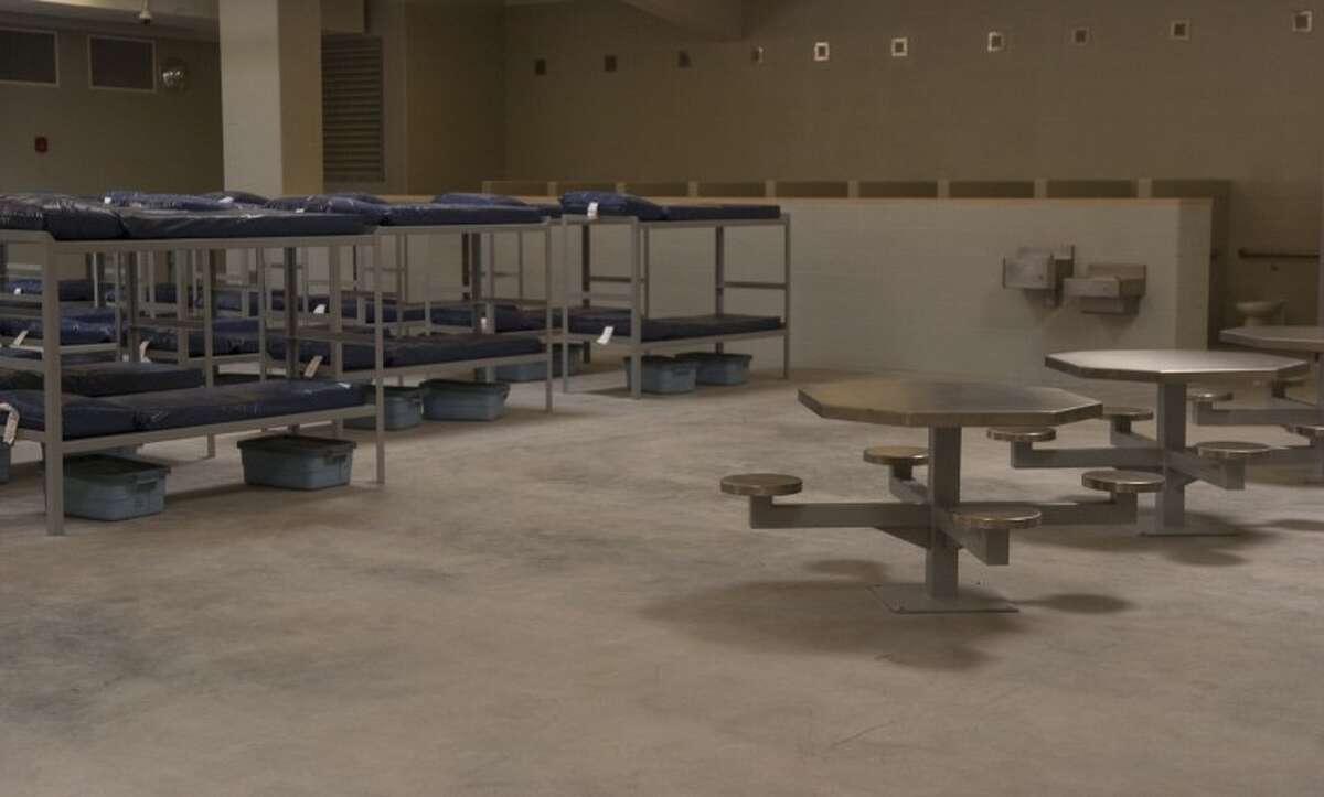 One of three cells in the new jail where prisoners will sleep, eat, shower, and remain from any outside contact. Photo by Tim Fischer/Midland Reporter-Telegram