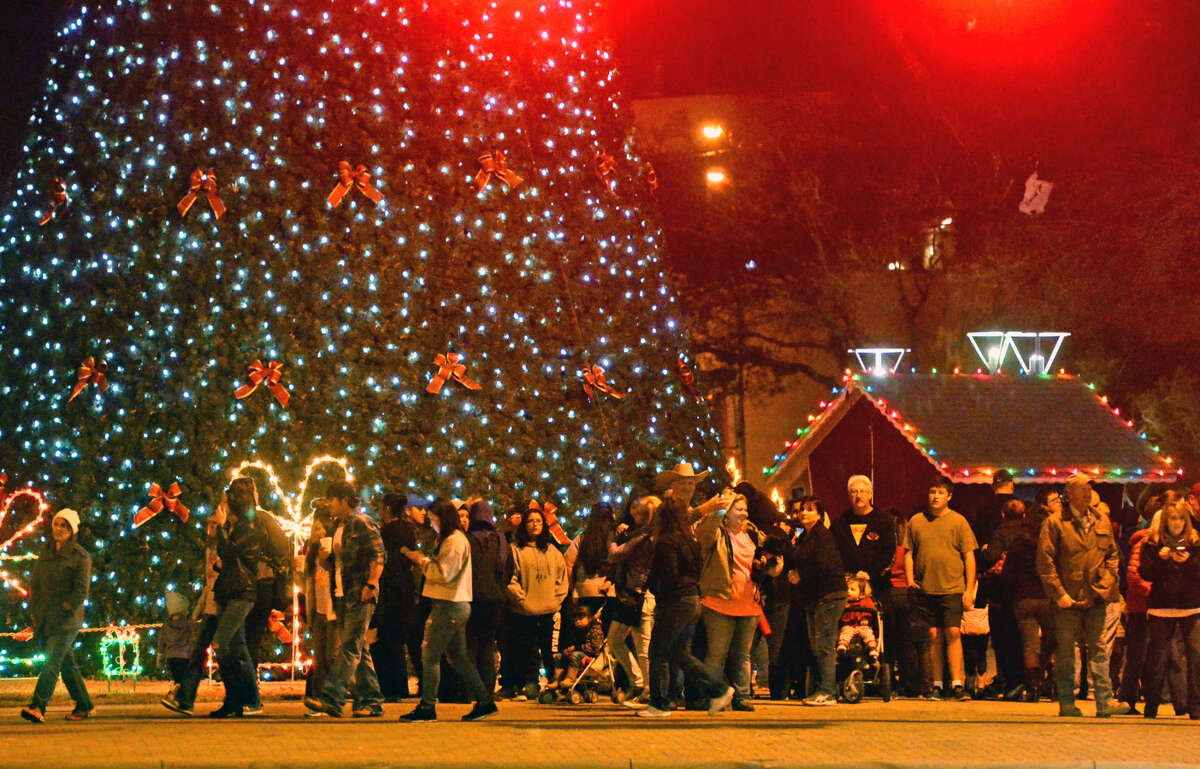 Christmas tree lighting at Centennial Plaza on Saturday. James Durbin/Reporter-Telegram