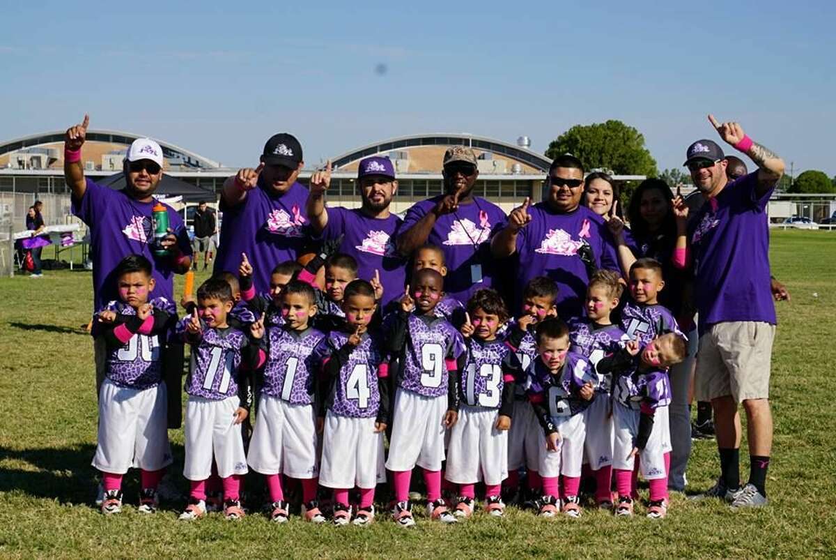 The Midland Horned Frogs flag football team poses for a photo after a recent victory.