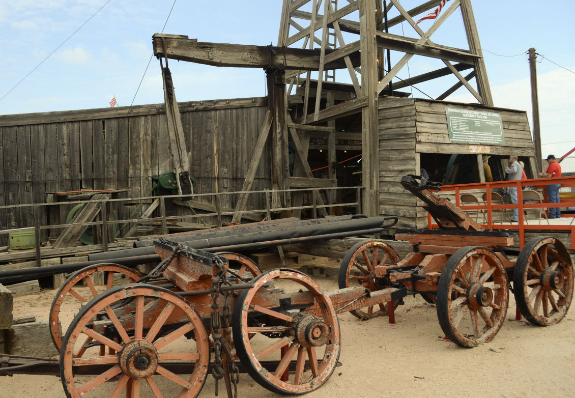 Vintage rig contrasts with new technology at oil show