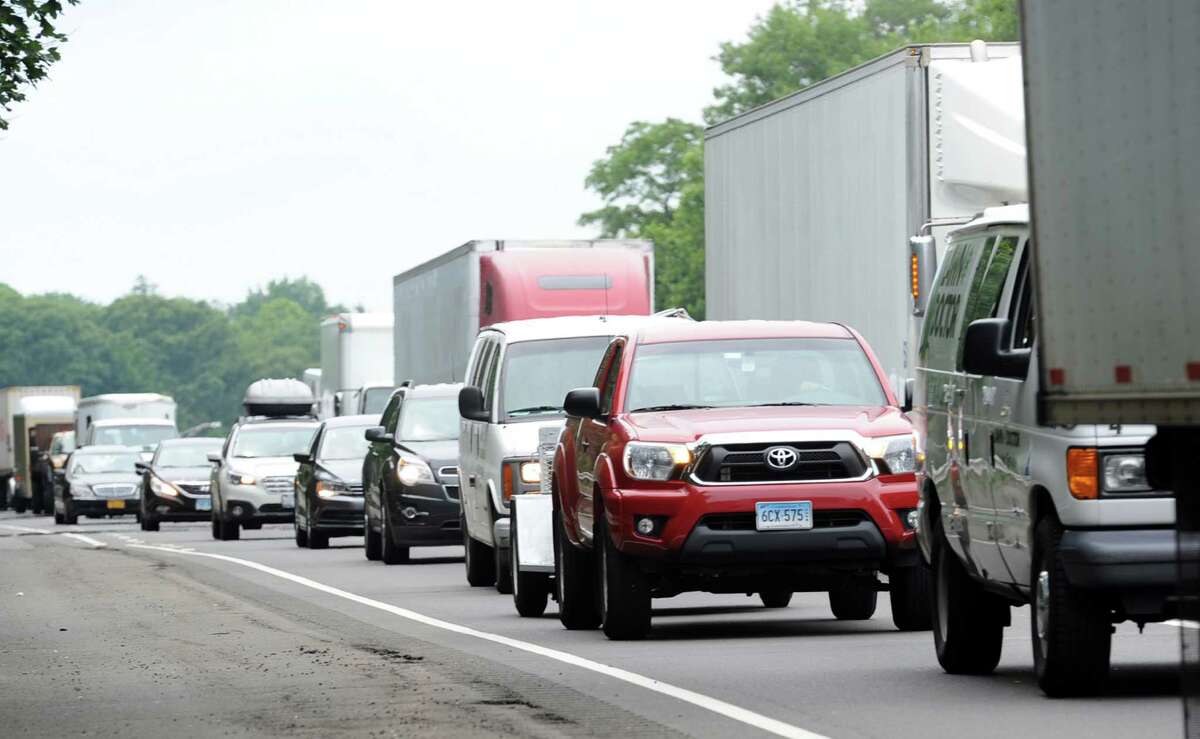 Holiday traffic jam on I-95 northbound in Greenwich, Conn., Thursday, July 2, 2015.