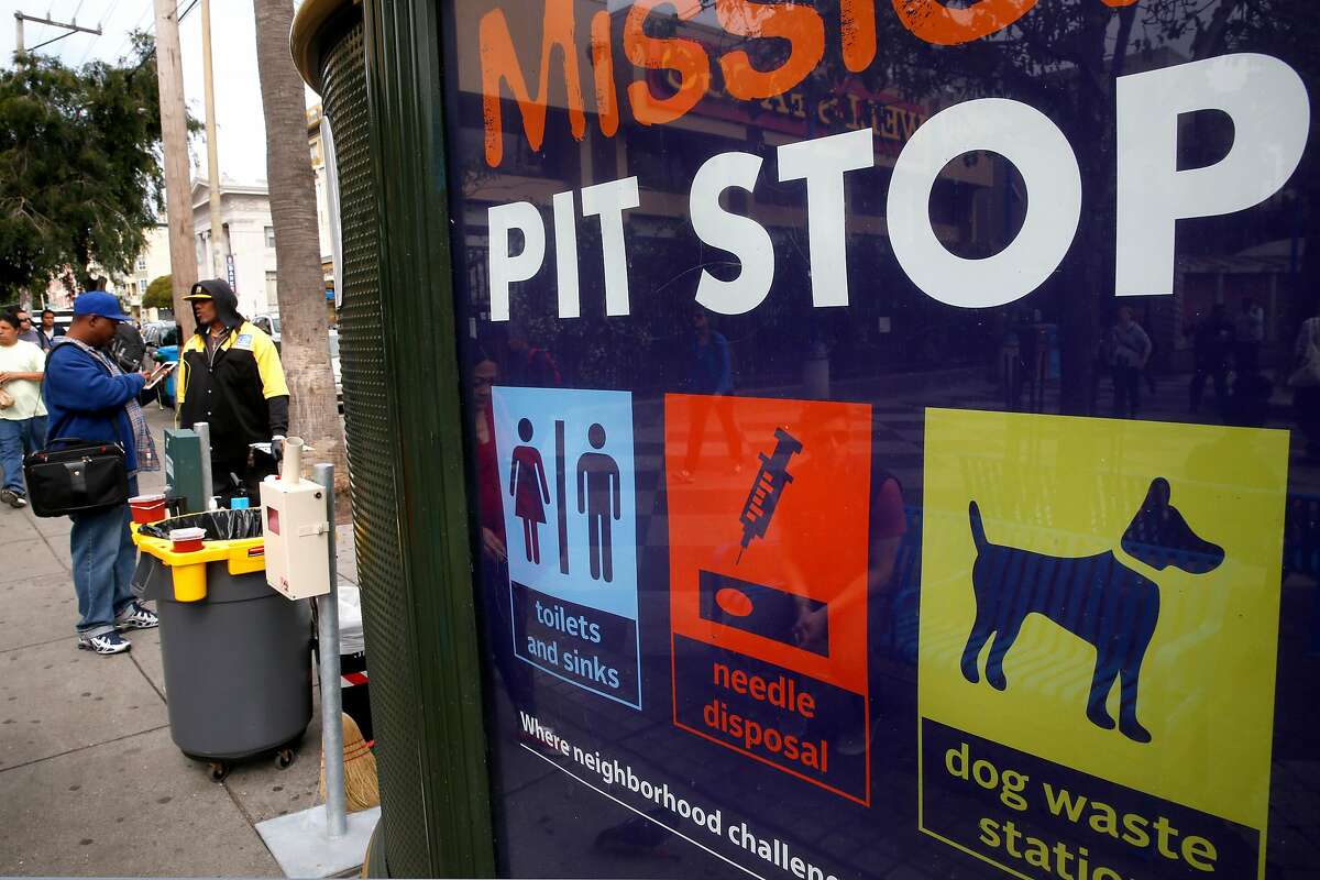 The San Francisco Department of PUblic Health has a Pit Stop on the plaza of the 16th St. BART station where pepole can leave used needles or use the bathroom facilities in San Francisco, California, on Thurs. May 5, 2016. The SFPD along with BART Police are preparing to launch a new program that will offer those about to be arrested or cited for drug possession the chance to go through a treatment program instead of facing the criminal justice system.