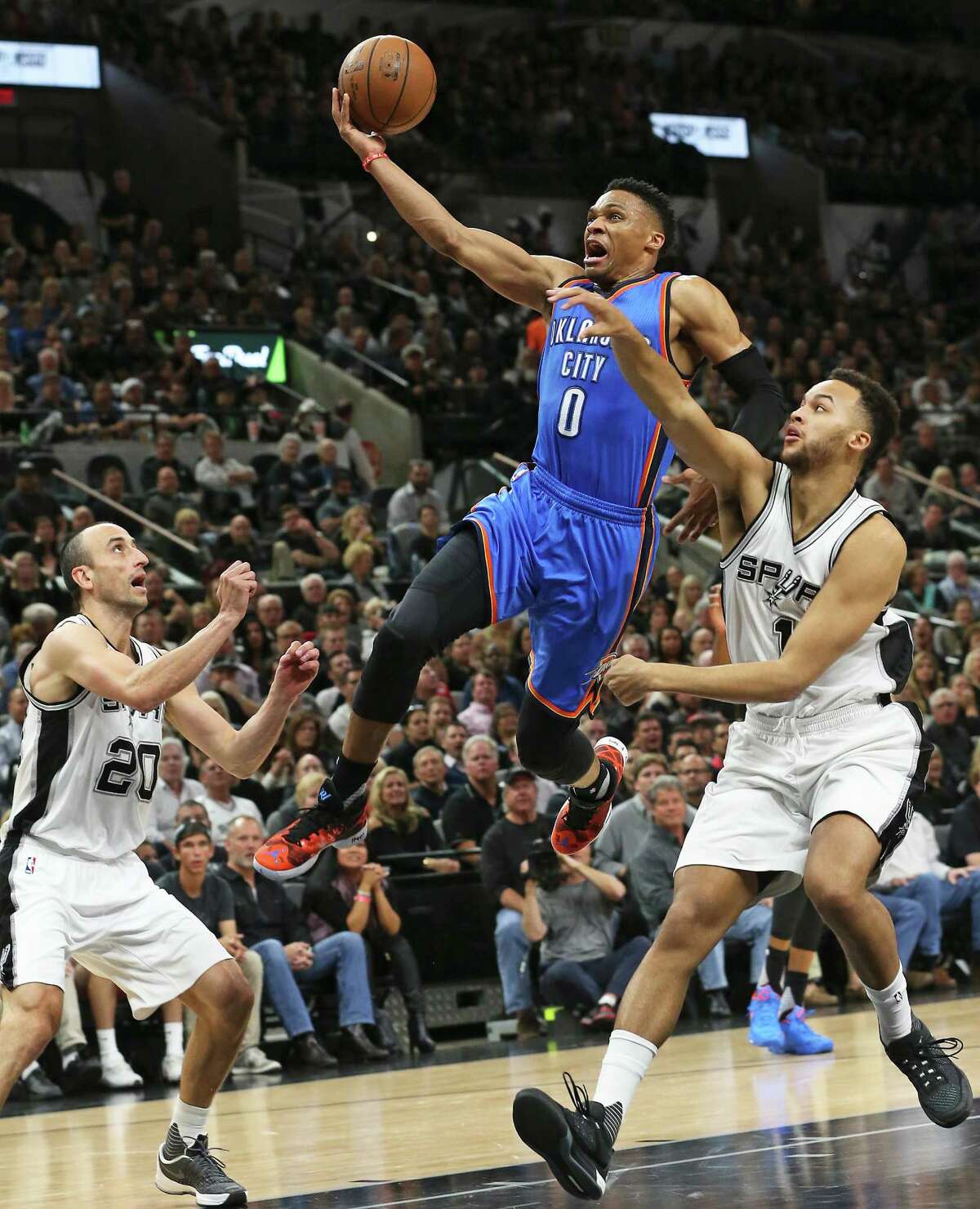 4. Stop the Westbrook pick-and-roll Russell Westbrook is a bundle of boundless energy, a guard noted for his supreme athleticism and rim-ripping dunks. He's been at his best this series shredding the Spurs in the pick-and-roll, particularly with Adams setting the screen. The Spurs have been cooked by this combination throughout the series. Even Duncan, an Einstein-level defender, has looked helpless against it. If the Spurs can't disrupt this play, or at least throw Westbrook off his rhythm, it's going to result in too many easy buckets for OKC.