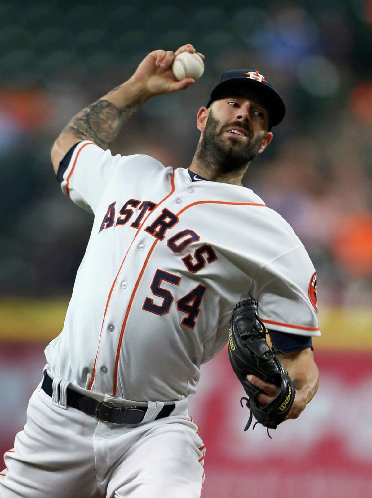 Starter Mike Fiers gave the Astros seven innings Monday night, giving up only one run on three hits.