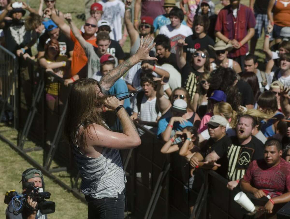 Micah Kinard, with Oh Sleeper, performs Thursday afternoon at Rock the Desert. Photo by Tim Fischer\ Reporter-Telegram