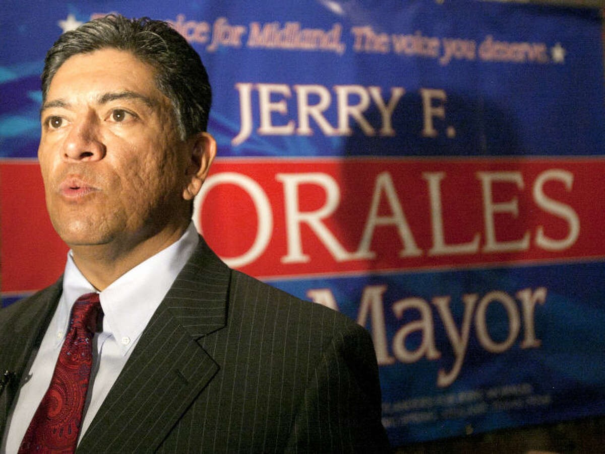 Councilman Jerry Morales speaks to the media after a press conference announcing his intention to run for mayor on Thursday at Gerardo's restaurant in Midland. James Durbin/Reporter-Telegram