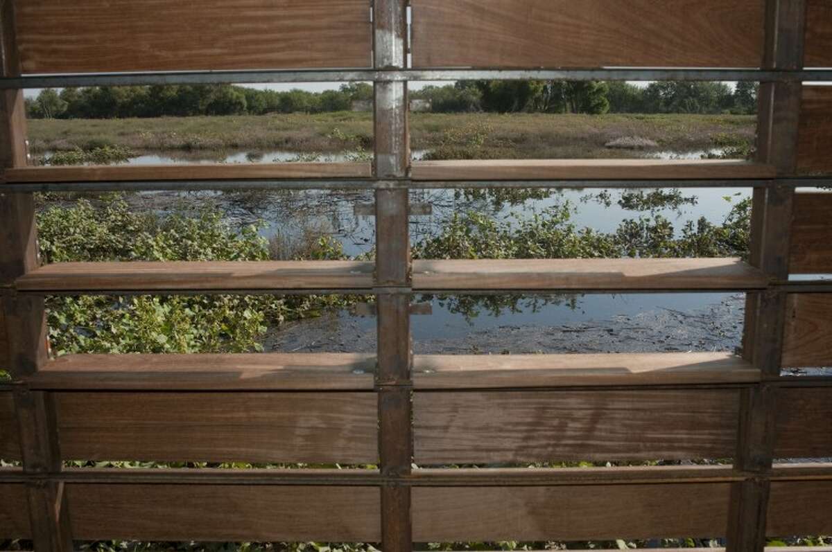 The seven bird blinds have louvered slats that can be indivdually opened to limit exposure of people to the wildlife. Tim Fischer\Reporter-Telegram