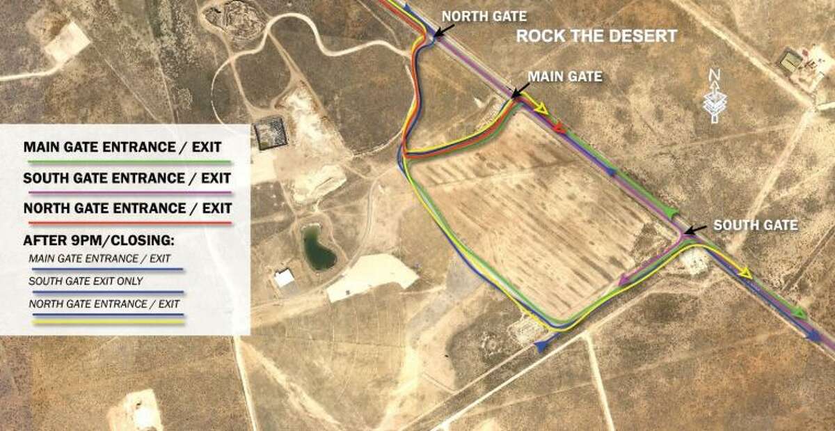 Map shows suggested flow of traffic for Rock the Desert