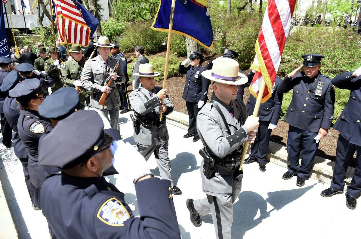 Police salute fallen officers in Albany ceremony