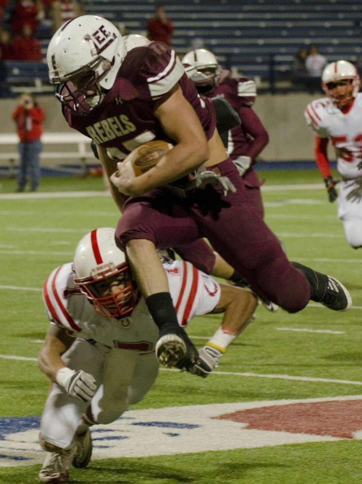 No. 5Lee’s Luke Stice was named the District 3-5A Defensive MVP this season but he and the Rebels were left on the outside looking in during the Class 5A playoffs in 2011.