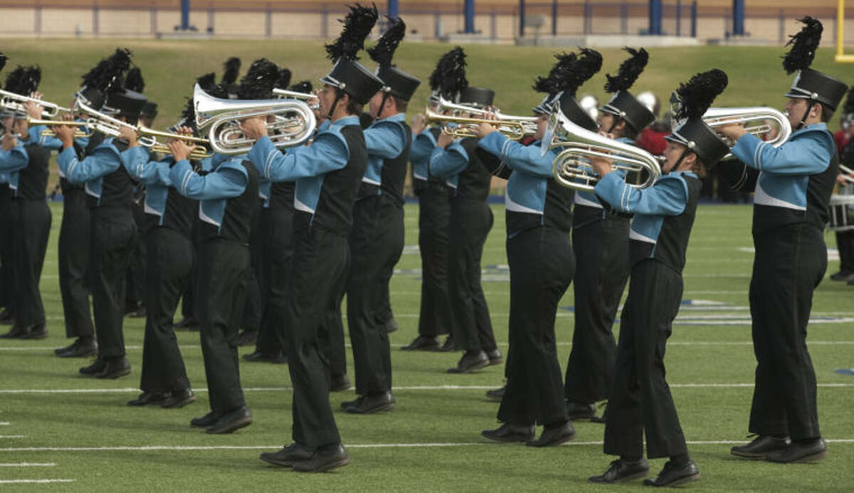 Members of the Greenwood Marching Band perform Saturday at the West Texas Tournament of Bands at Grande Communications Stadium. Tim Fischer\Reporter-Telegram