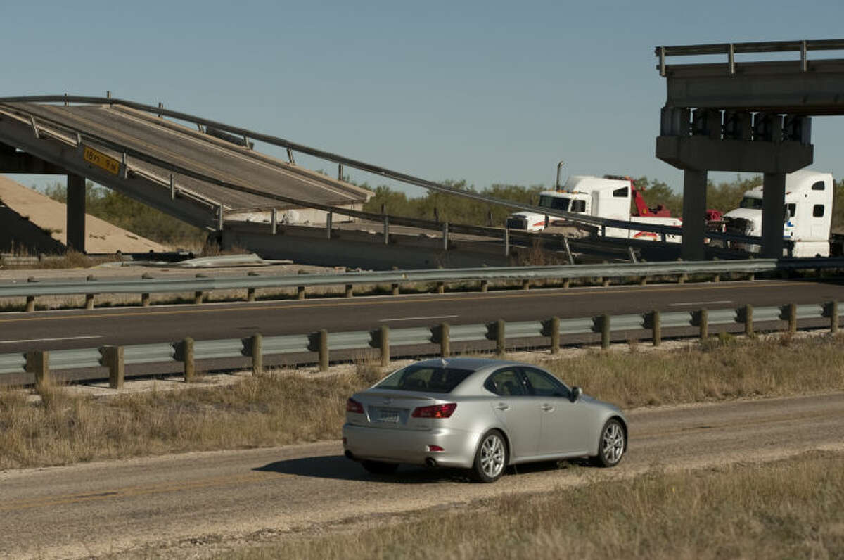 I-20 West just outside of Big Spring is closed following a accident Tuesday evening after a semi-trailer hit the overpass support and the overpass collapsed onto westbound lanes of I-20 near mile marker 170. Tim Fischer\Reporter-Telegram
