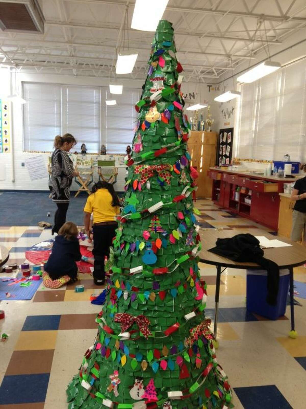 Carver students create duct tape Christmas tree