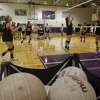 Midland High volleyball players practice Monday afternoon at MHS. Photo by Tim Fischer\ Reporter-Telegram