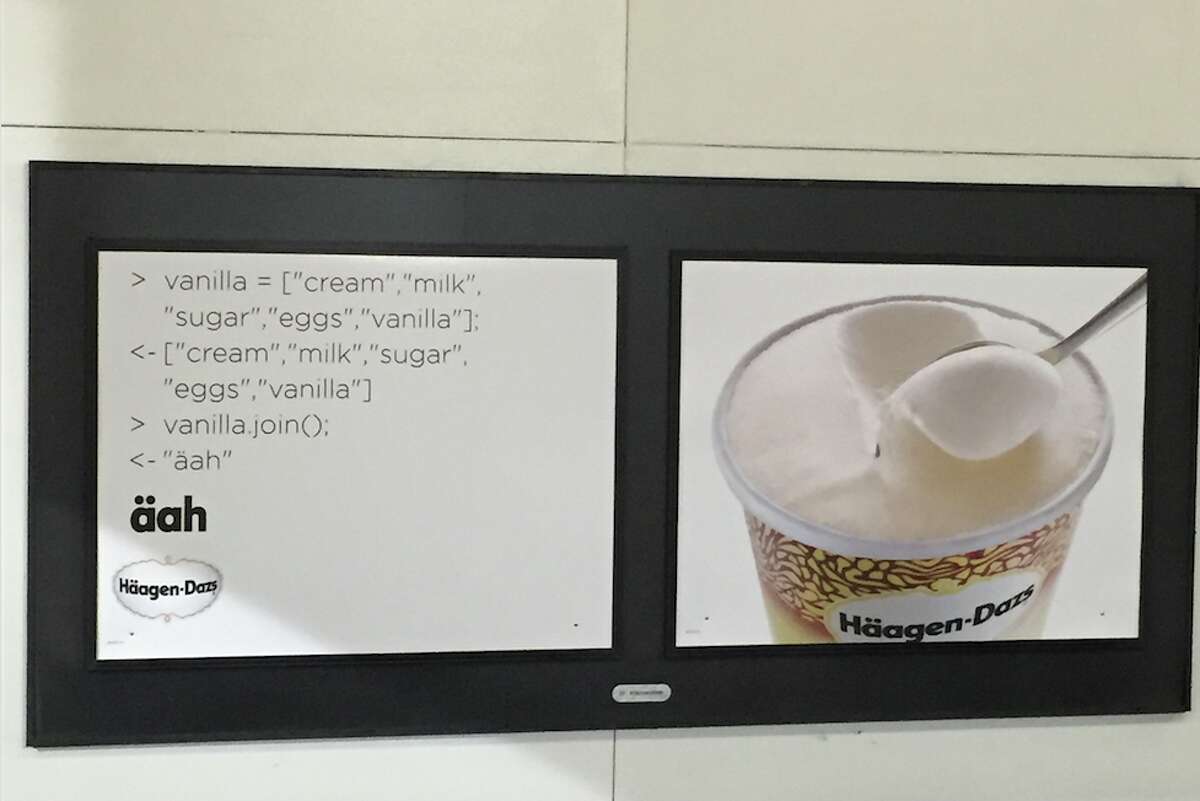 A Haagen Dazs advertisement at the Montgomery St. BART station.