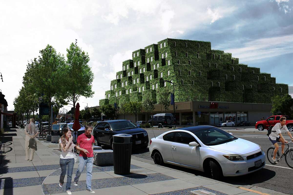 A green hill for El Cerrito: as part of an architecture course at UC-Berkeley's College of Environmental Design, senior Yasamin Shushtarian designed a vegetated six-story residential tower that would go on top of an existing hardware store on San Pablo Avenue.