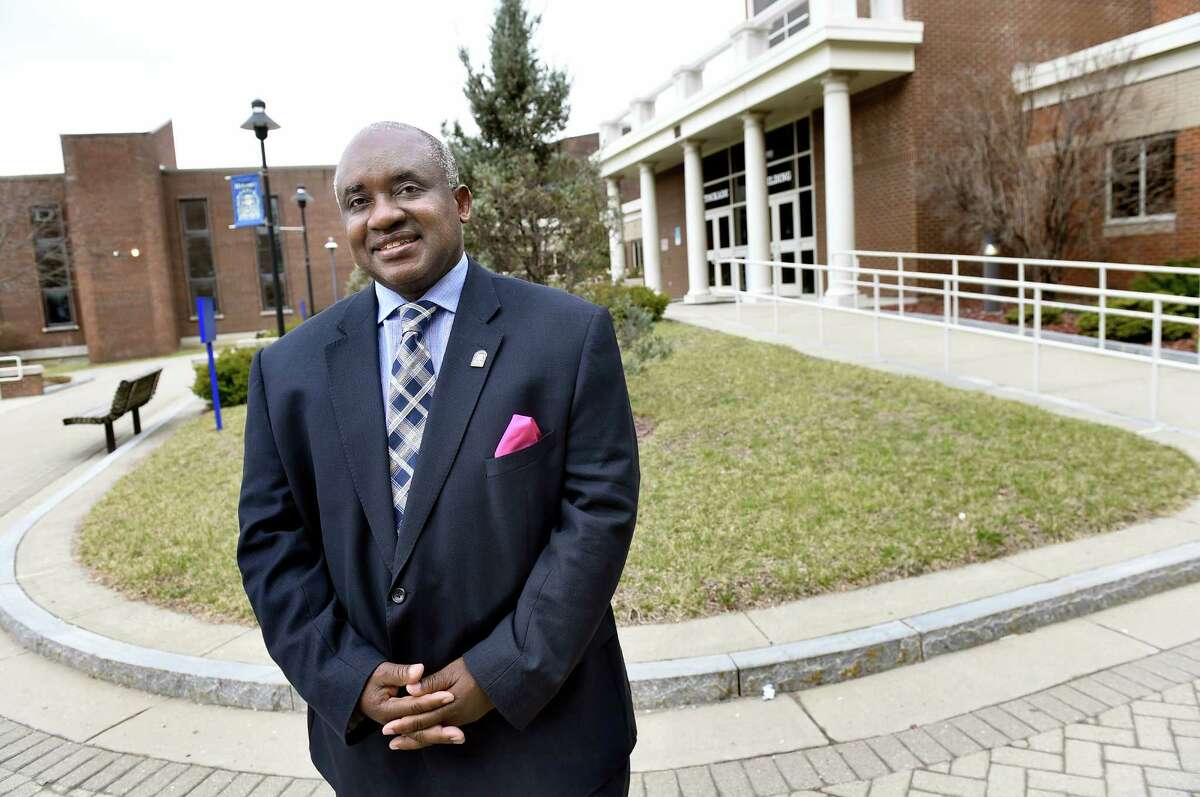 SCCC President Steady Moono on Wednesday, March 23, 2016, at Schenectady County Community College in Schenectady, N.Y. Moono is raising money to launch a minority mentorship program in the fall that would pair black and Latino students with a mentor to help keep them on track. (Cindy Schultz / Times Union)