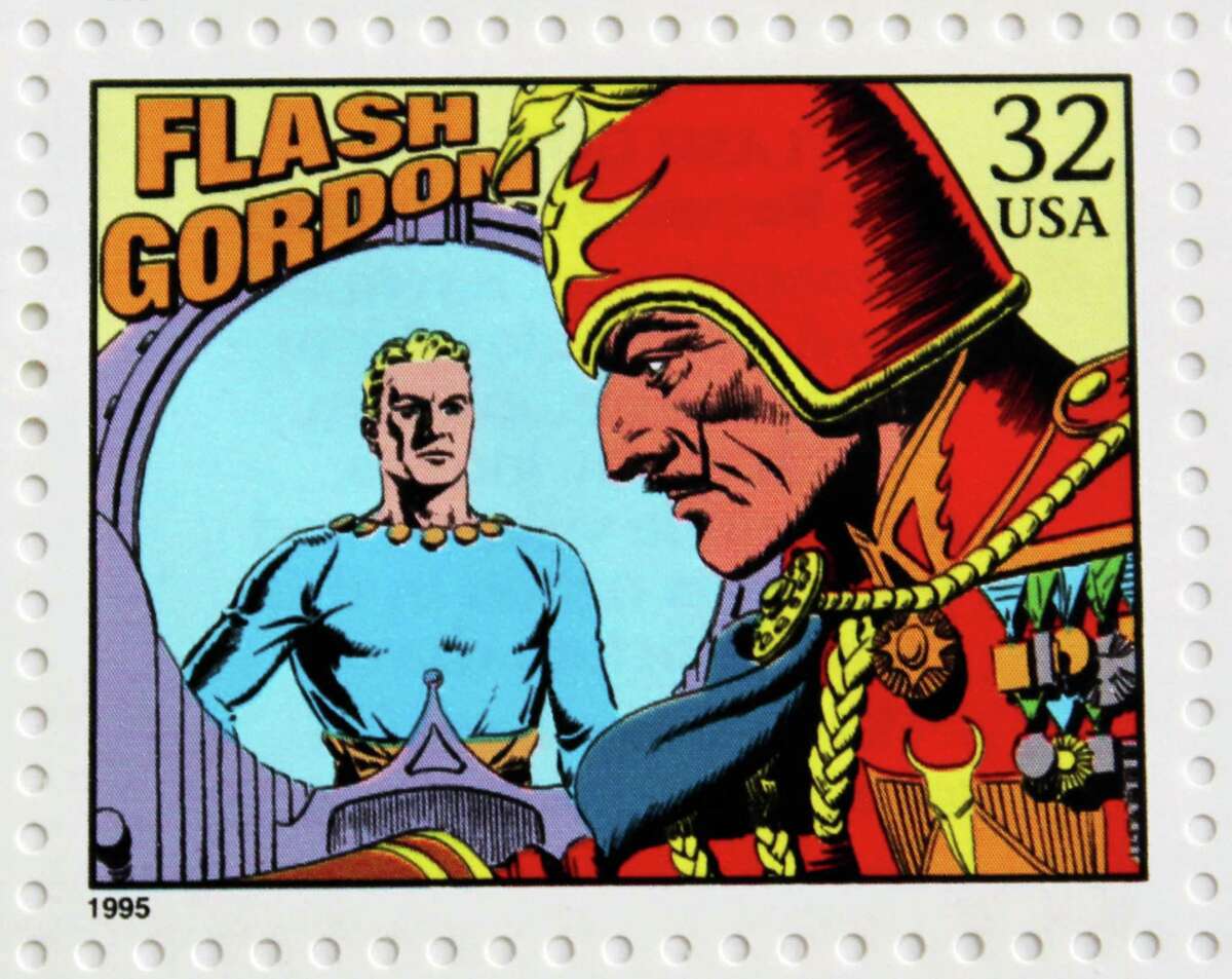 Alex Raymond’s “Flash Gordon” was featured as part of a 1995 U.S. Postal Service stamp series honoring the centennial of newspaper comics. Raymond was a longtime Stamford, Connecticut, resident.