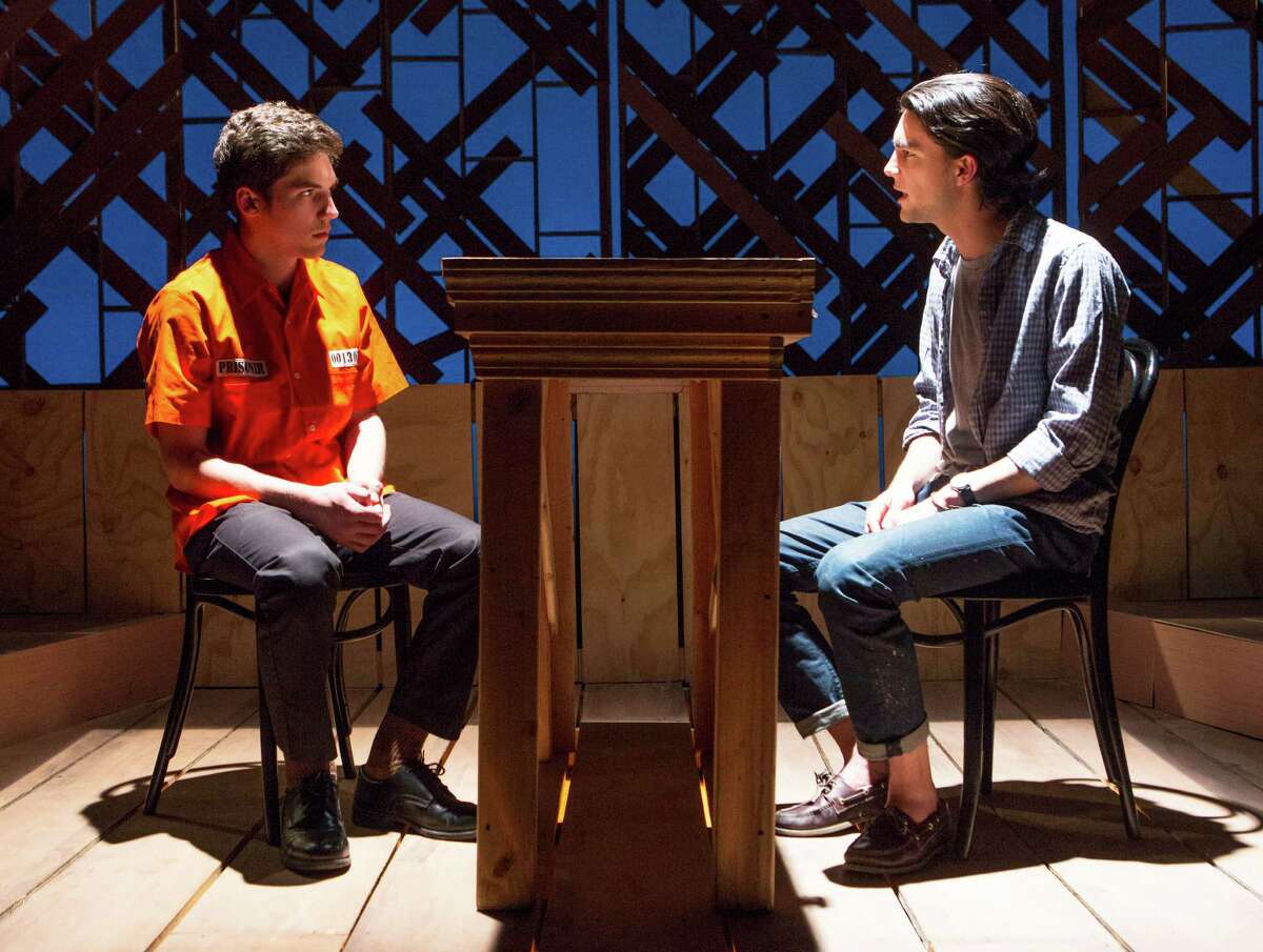 Charlie Zuckerman, Class of ''18, and Nick Ribolla, Class of '16, in a scene from the Staples Players' production of the "The Laramie Project: 10 Years Later."