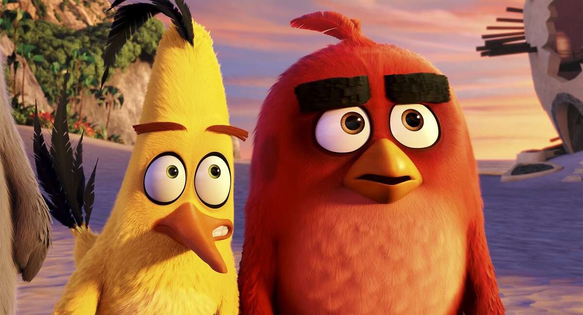This image released by Sony Pictures shows the characters Chuck, voiced by Josh Gad, left, and Red, voiced by Jason Sudeikis, in a scene from "The Angry Birds Movie." (Sony Pictures via AP)