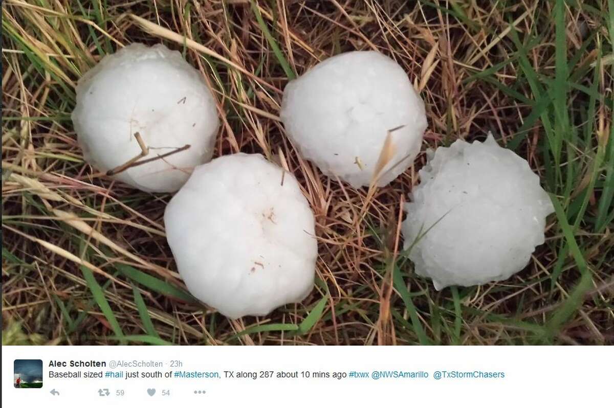 Photos of hail reported in Texas on May 17, 2016 from @AlecScholten