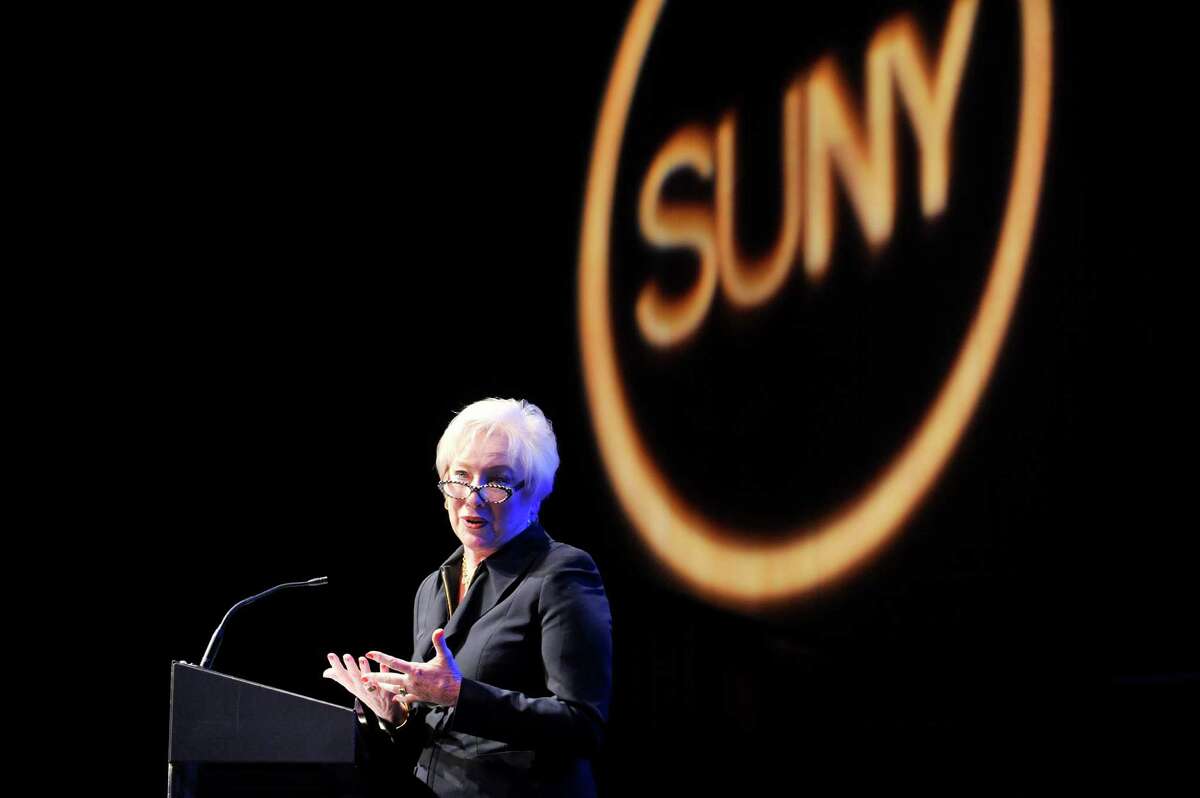 State University of New York Chancellor Nancy Zimpher delivers her 2016 State of the University Address on Monday, Jan. 11, 2016, in Albany, N.Y. (Paul Buckowski / Times Union archive)