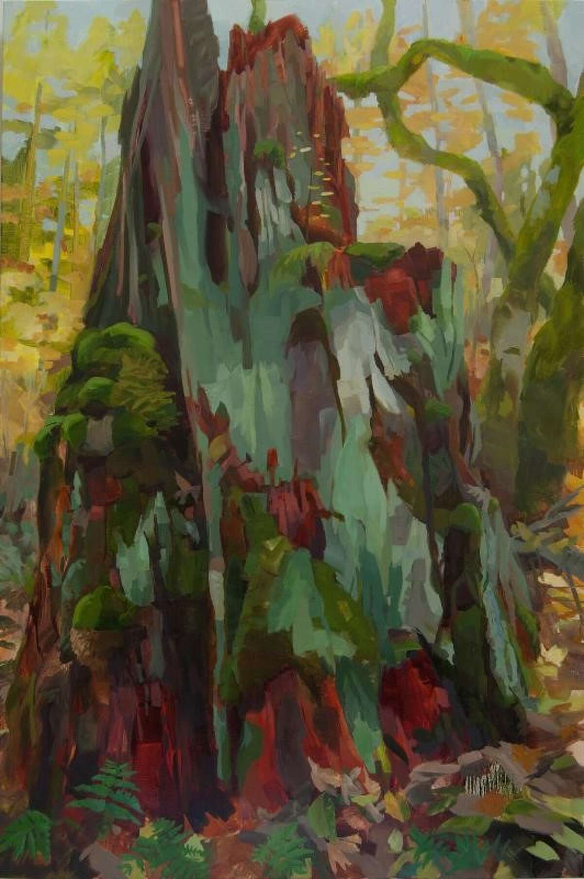 "Big Stump" is among paintings by Kristin Musgnug on view May 20-June 25 at Inman Gallery.﻿
