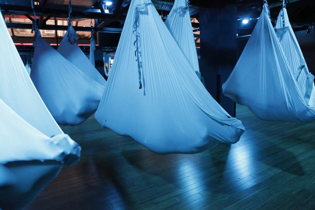 A class called AntiGravity Cocooning came to SF Crunch gyms in April. In it, members swaddle themselves in sling-style hammocks suspended from the ceiling.