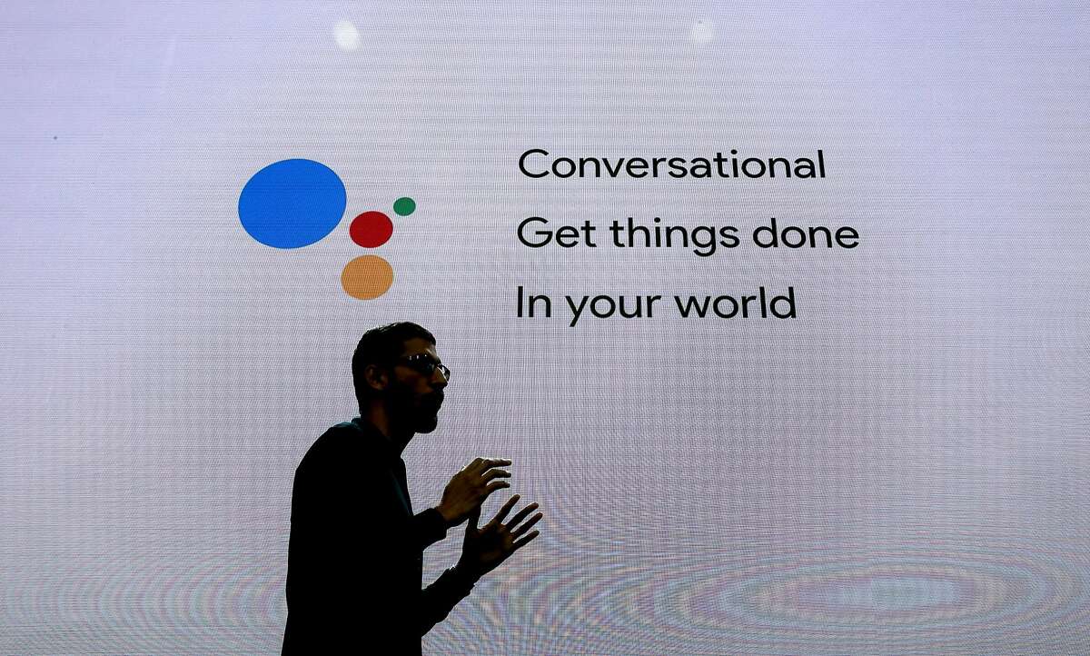 Google CEO Sundar Pichai delivers the keynote address to kick off the 2016 Google I/O conference at the Shoreline Amphitheater in Mountain View, California, on Wed. May 18, 2016.