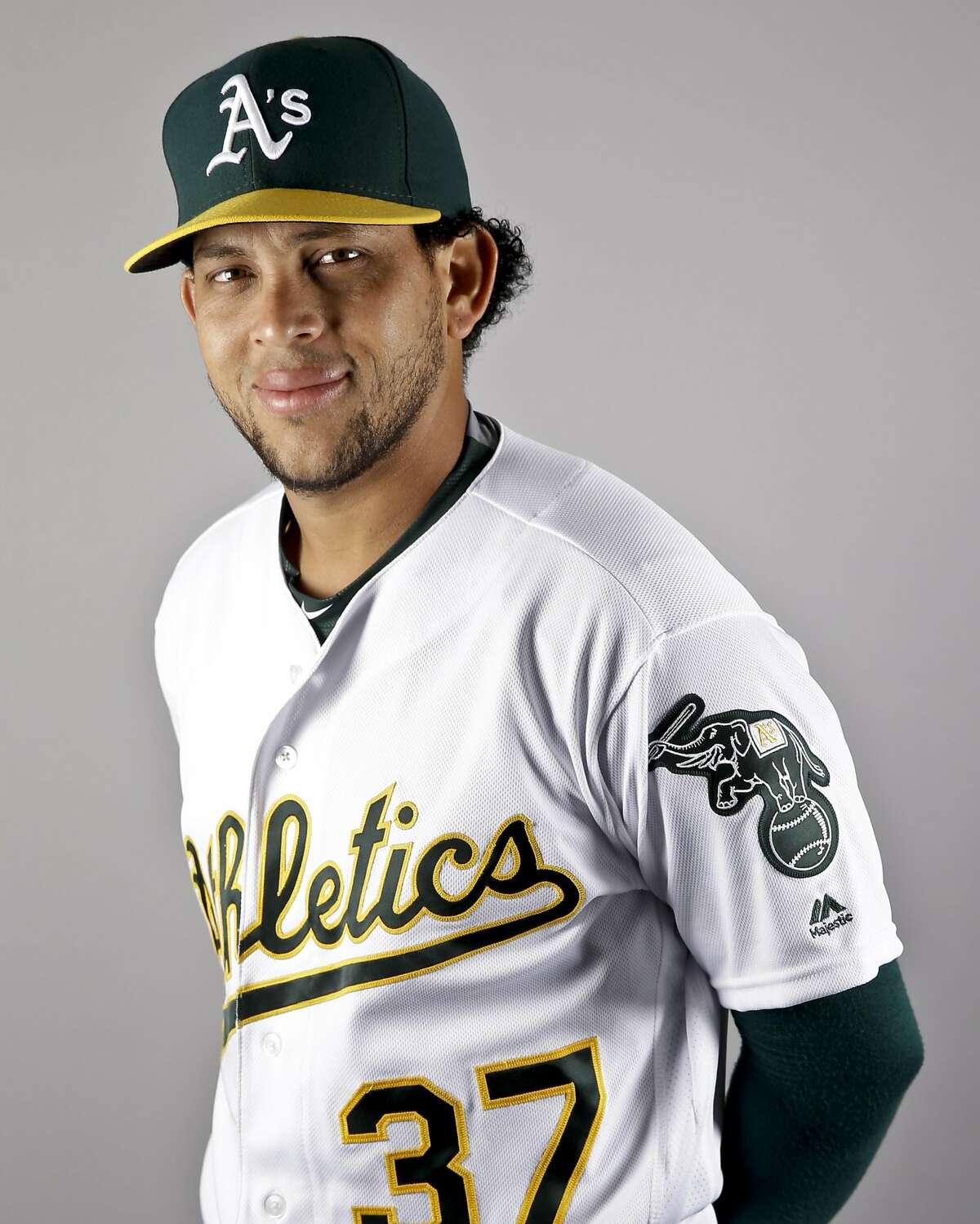 This is a 2016 photo of Henderson Alvarez of the Oakland Athletics baseball team. This image reflects the Oakland Athletics active roster as of Monday, Feb. 29, 2016, when this image was taken. (AP Photo/Chris Carlson)
