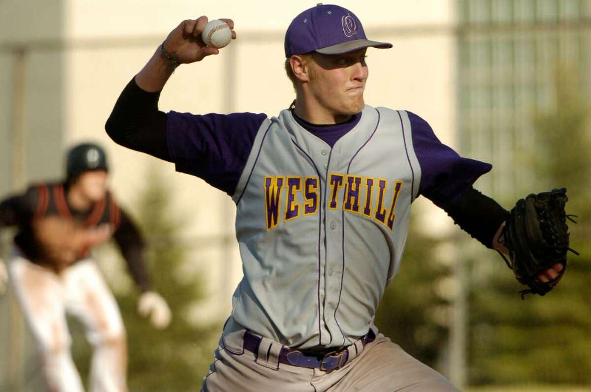 Morgan Williams pitches for Westhill at the Ridgefield @ Westhill baseball game in Stamford, Conn. on Monday April 19, 2010.
