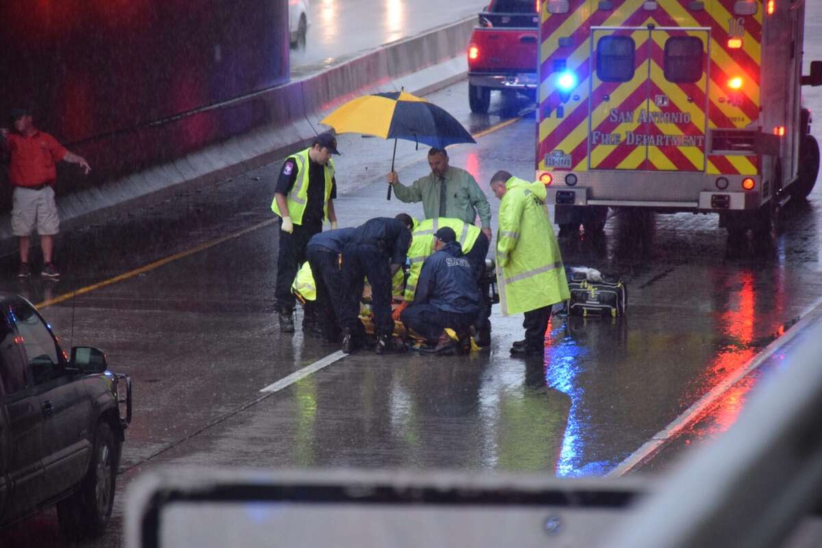 The lower levels of I-35 in downtown were shut down after witnesses say a woman jumped off a bridge onto the freeway at South Frio Street on May 19, 2016.