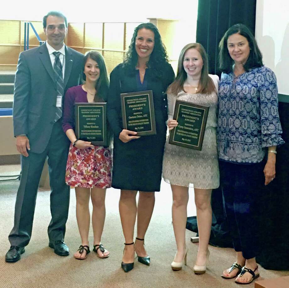 Staples athletic trainers presented with state association’s President