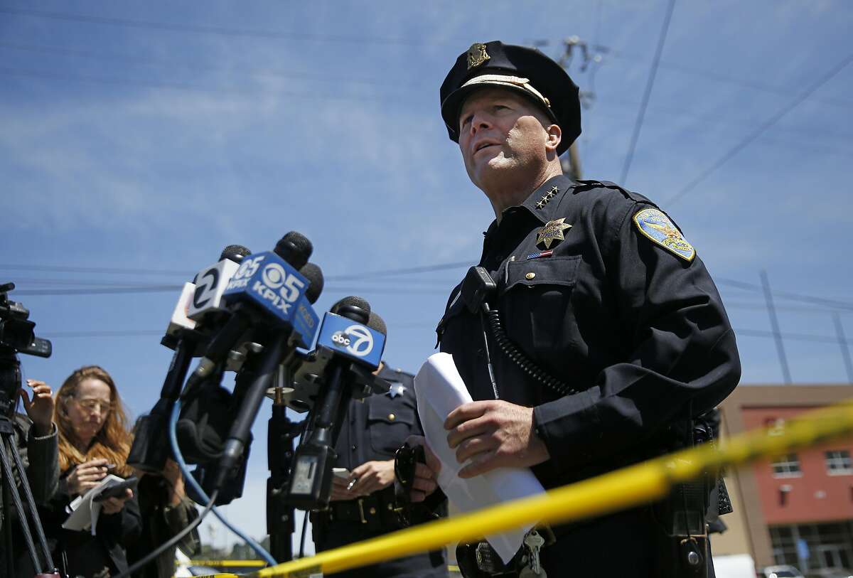 San Francisco Police Chief Greg Suhr resigned Thursday. He is seen at a press conference earlier Thursday about an officer involved shooting that ended in the death of a 27-year-old woman.