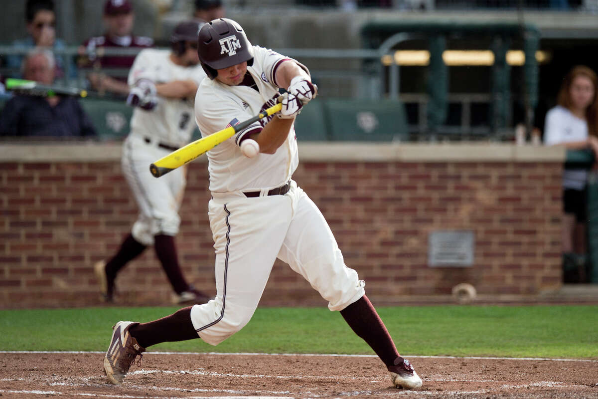 A&M first baseman Hunter Melton helped the Aggies' bats pro-duce 11 hits Thursday night, contributing a double and two RBIs.