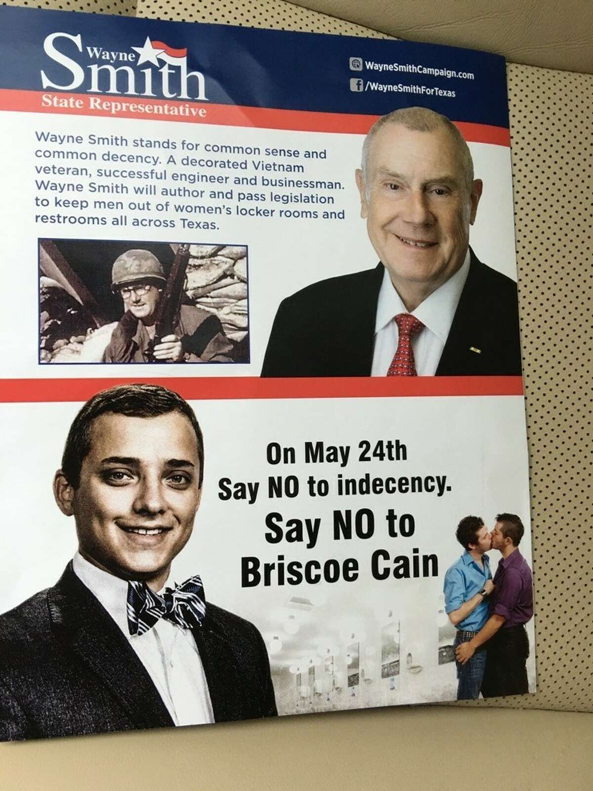 This political ad for Wayne Smith attacks his opponent Briscoe Cain. 