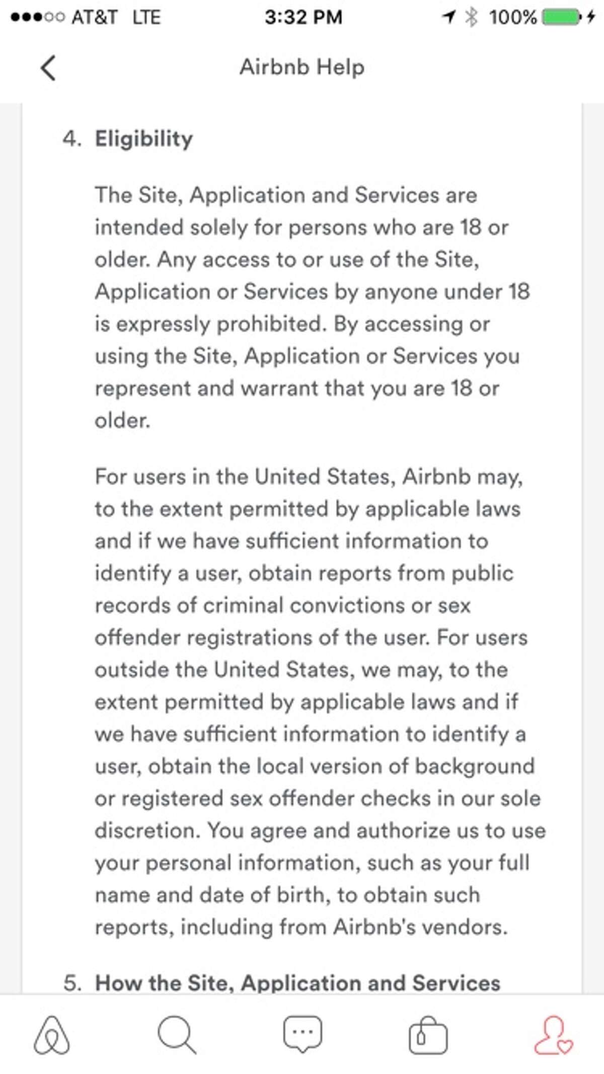 The Airbnb app now displays updated terms of service seeking users’ permission to perform background checks.