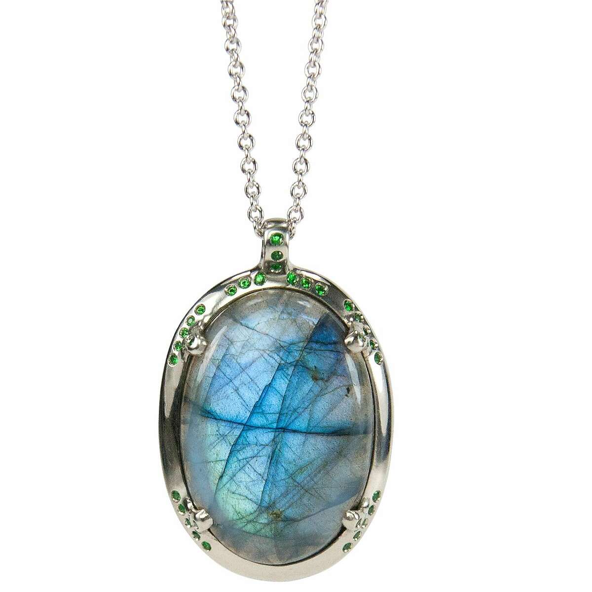 �Labradorites are a gorgeous and vibrant gem, and one of my favorite custom pieces is this pendant with a labradorite cabochon and tsavorites that I designed for a client who wanted something bold, dramatic and elegant," says the Poet and/the Bench owner Jeffrey Levin. ( Price upon request)