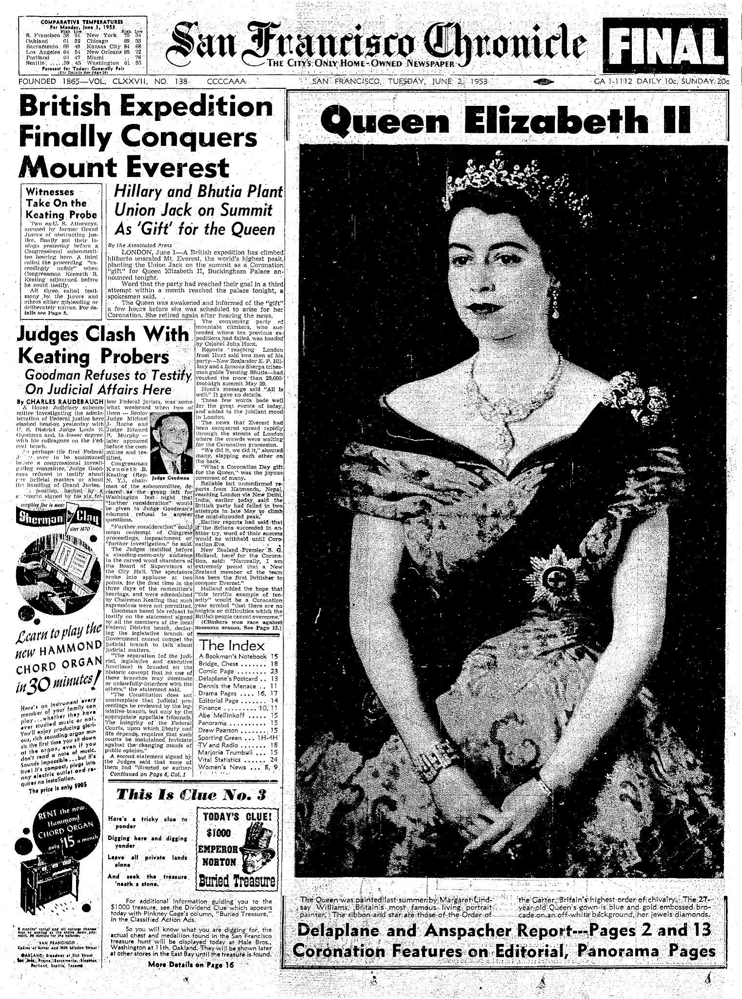 英国新聞The EveningNews 1937年TheKing&Queen（Chronicle Covers 