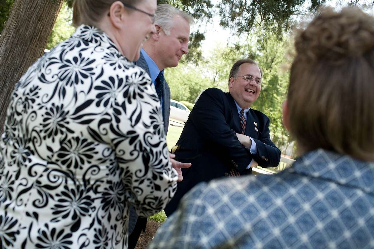 (NYT71) DUNN, NC -- May 2, 2008 -- NC-CLINTON-STRIDER -- Burns Strider, right, senior adviser and director of faith-based operations for the Clinton campaign, on April 30, 2008, in Dunn, N.C. (Jeremy M. Lange/The New York Times)