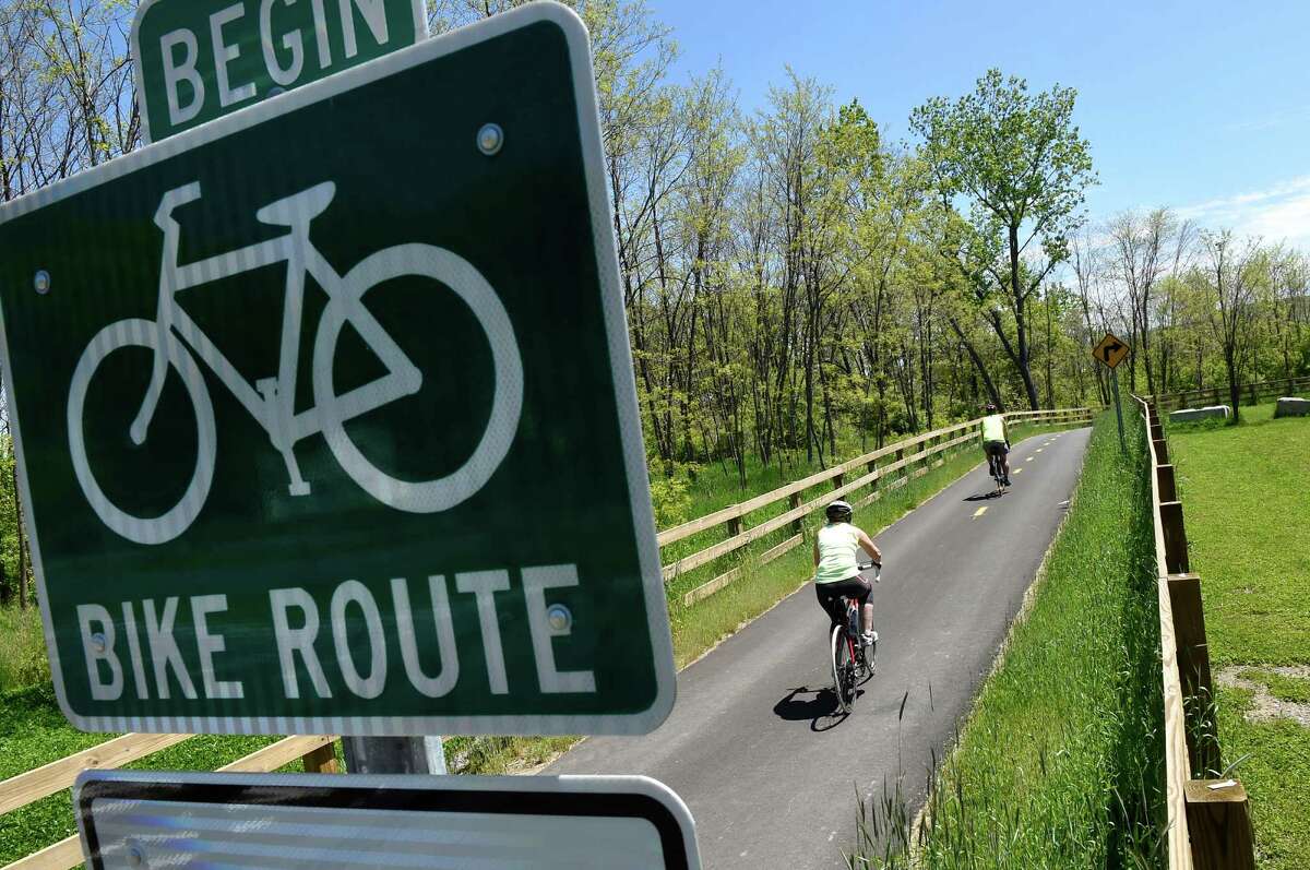 Bicyclists set off on their ride from the starting point of the Albany County Rail Trail by South Pearl Street on Wednesday, May 18, 2016, in Albany, N.Y. (Cindy Schultz / Times Union)