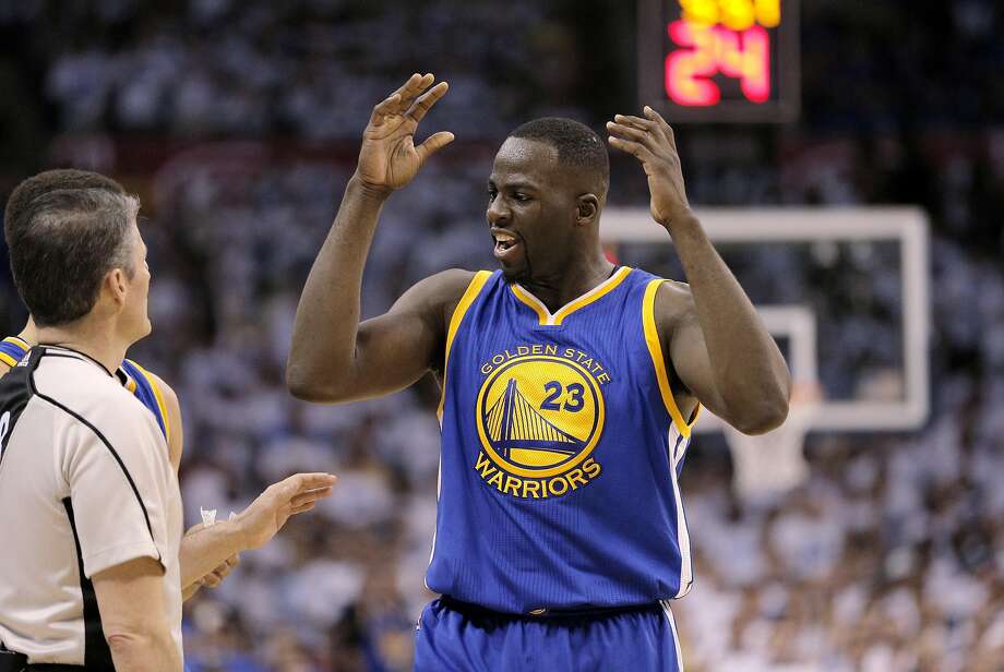 draymond green (23) discusses a flagrant 1, technical foul