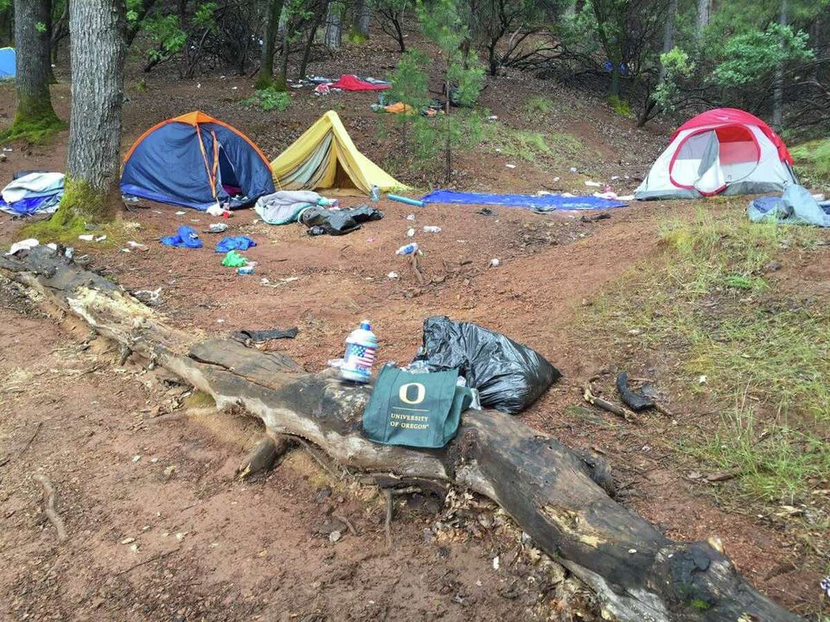 A photo of the garbage left behind by University of Oregon students at Lake Shasta over the weekend of May 21, 2016.