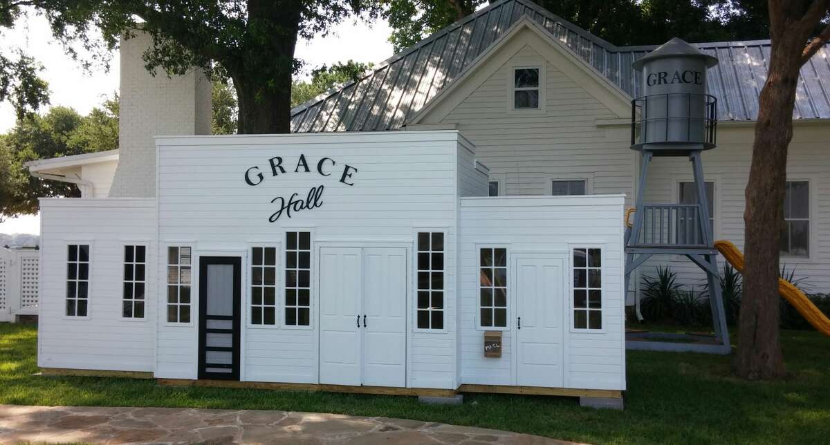 The exterior of "Grace Hall," the 140-square-foot replica of Gruene Hall. 