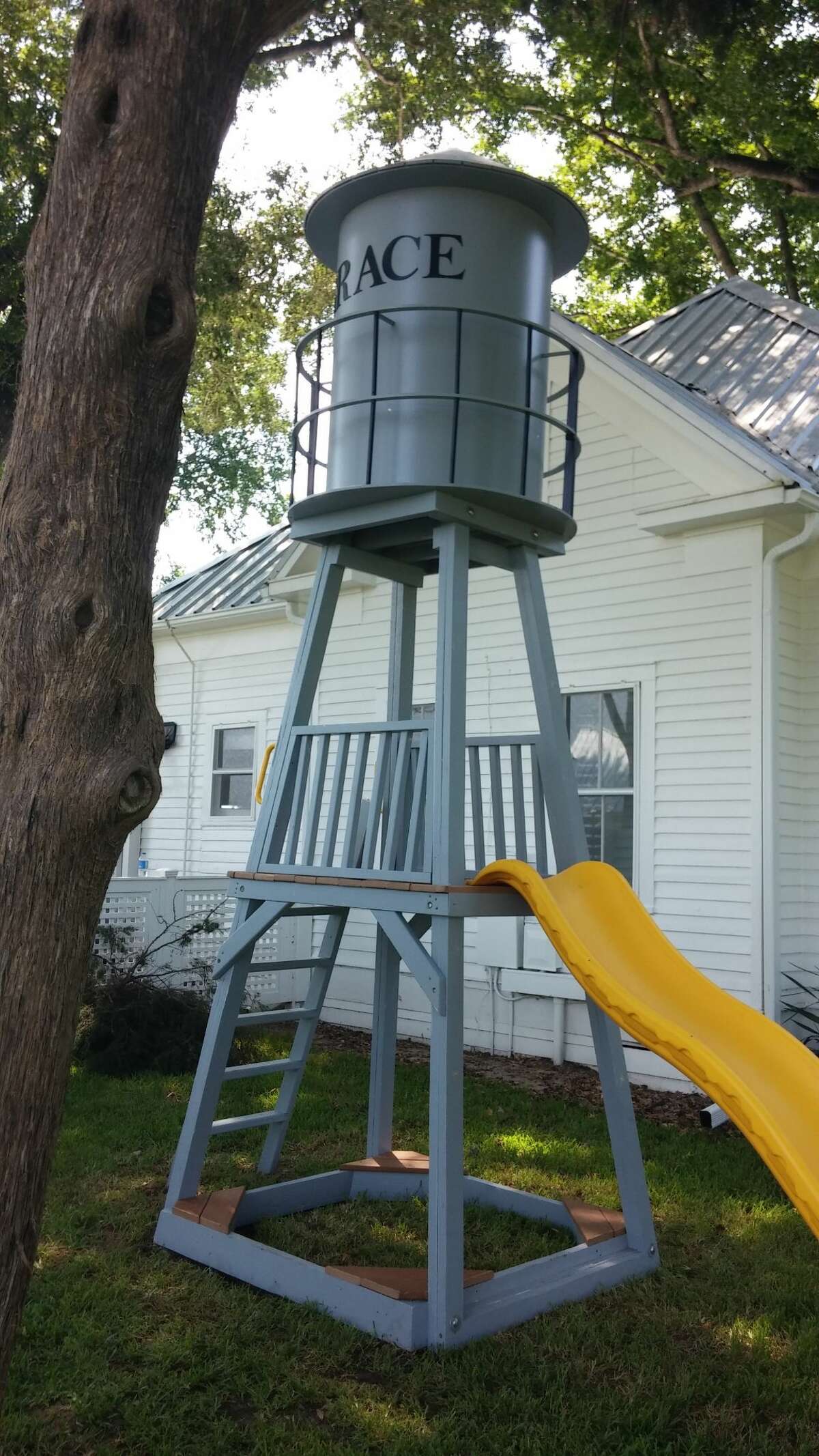 A "Grace" water tower was added to the grounds of "Grace Hall," in Bellville, pulling the country scene together. 