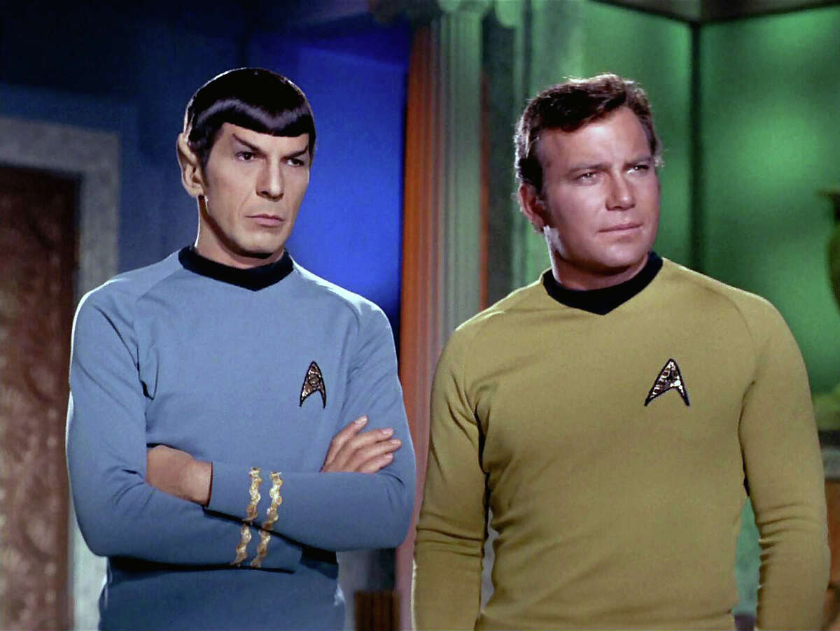 William Shatner, right, as Captain James T. Kirk, has fond memories of the "Star Trek" series and good friend Leonard Nimoy, who starred as Mr. Spock.﻿