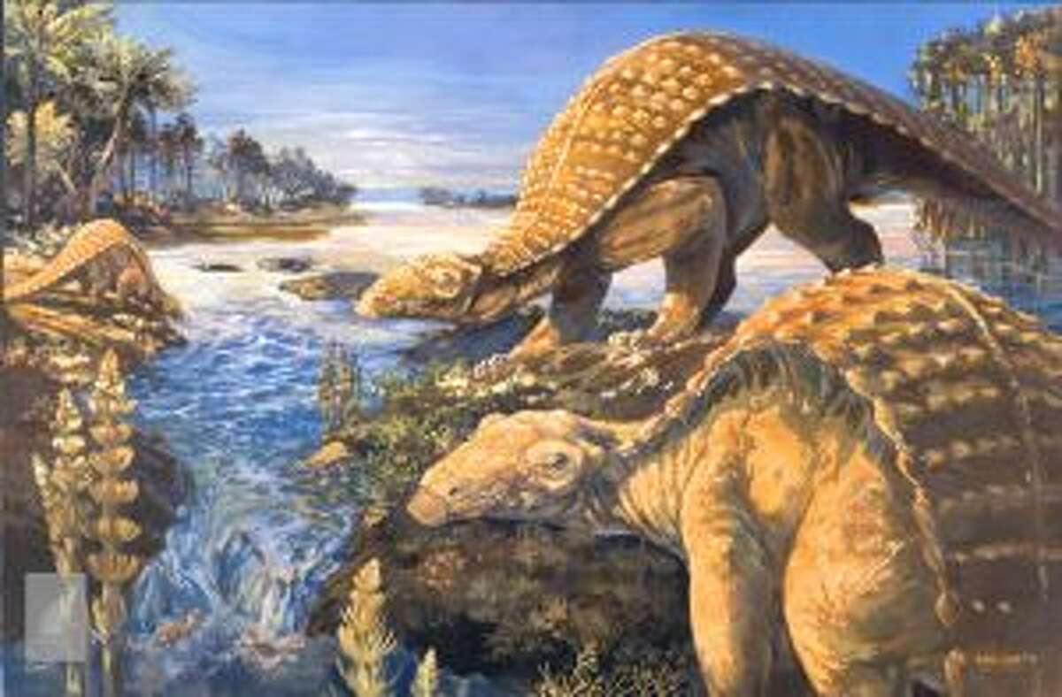 Pawpawsaurus lived 100 million years ago during the Cretaceous Period. It was first identified from a skull found in north Texas. (Illustration by Karen Carr)