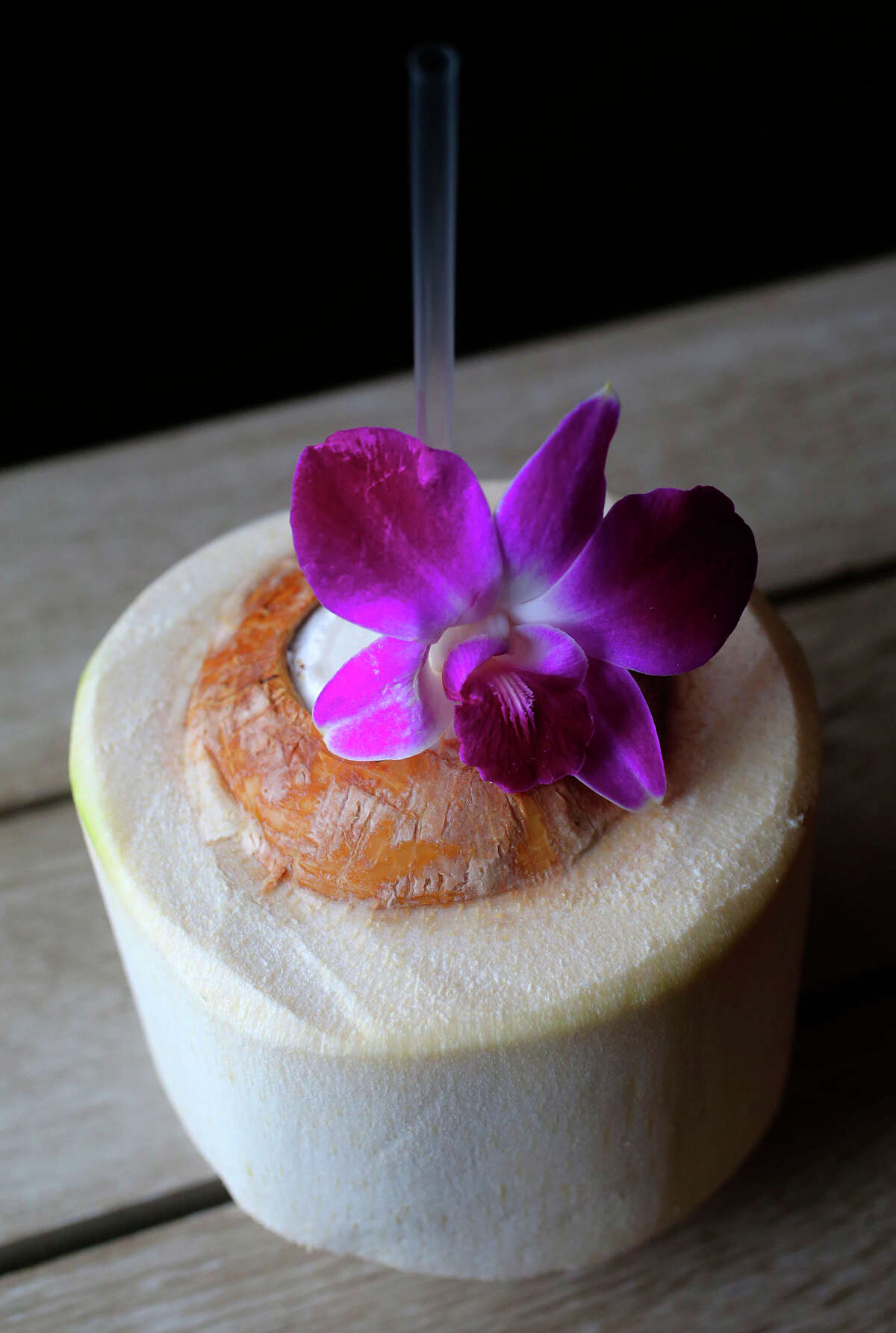 Fresh coconuts are chopped to order at Baan Esaan.